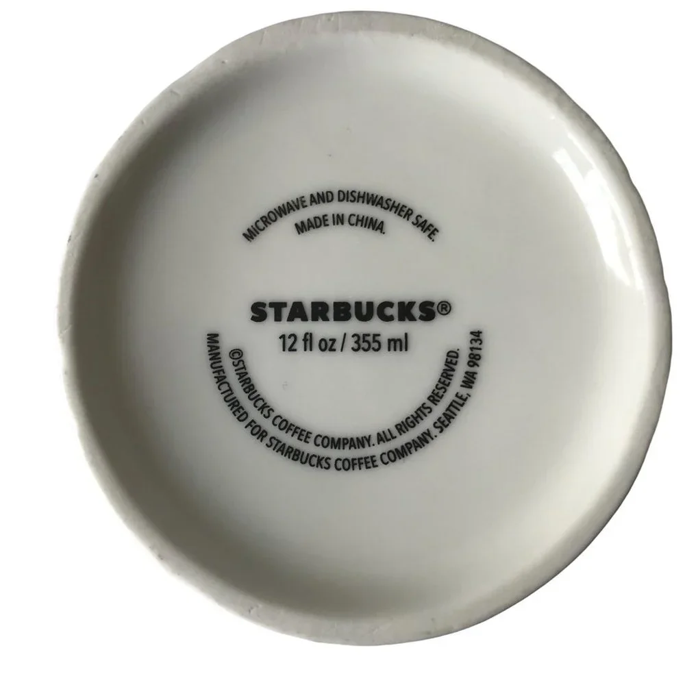 Starbucks red deers birds fox holiday design coffee ceramic mug‎ 12 oz